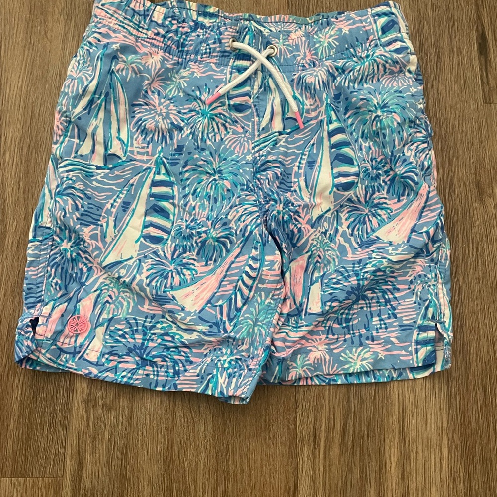 Lilly Pulitzer Kids Swim Trunks - Blue and Pink